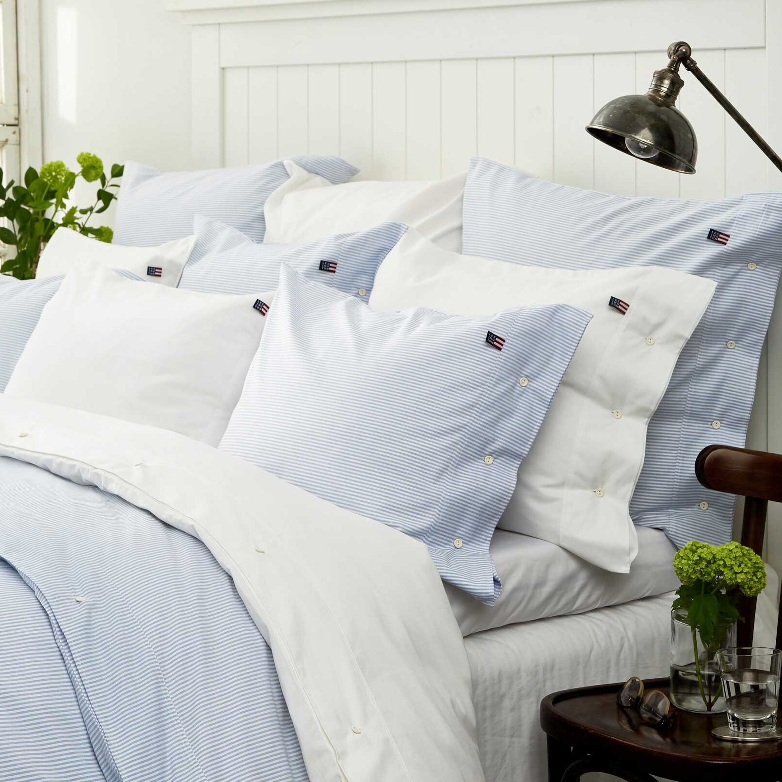 Lexington Bettwäsche Authentic Pin Point Oxford blau / weiß